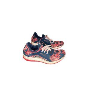 Adidas Pure Boost X Red And Blue Floral Arch Support Athletic Sneakers Size 8